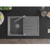 MEXEN/S - Bruno granitový dřez 1 s odkapávačem včetně baterie Flora, šedá 6513-71-670401-06