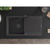 MEXEN/S - Leo granitový dřez 1 s odkapávačem včetně baterie Flora, černá kropenatá 6501-76-670401-70-B