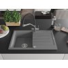 MEXEN/S - Bruno granitový dřez s odkapávačem včetně baterie Duo, šedá 6513-71-671701-07
