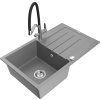 MEXEN/S - Bruno granitový dřez s odkapávačem včetně baterie Duo, šedá 6513-71-671701-07