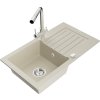MEXEN/S - Pablo granitový dřez s odkapávačem včetně baterie Duero, béžová 6510-69-671600-00