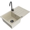 MEXEN/S - Bruno granitový dřez s odkapávačem včetně baterie Telma, béžová 6513-69-670200-70