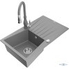 MEXEN/S - Cesar granitový dřez 1 s odkapávačem včetně baterie Savita, šedá 6514-71-672601-71