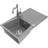 MEXEN/S - Cesar granitový dřez 1-miska s odkapávačem včetně baterie Carla, šedá 6514-71-670700-71