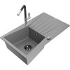 MEXEN/S - Cesar granitový dřez 1-miska s odkapávačem včetně baterie Flora, šedá 6514-71-670401-07-B