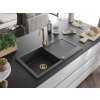 MEXEN/S - Leo granitový dřez 1 s odkapávačem 900x500 mm, černá kropenatá,+ zlatý sifon 6501901010-76-G