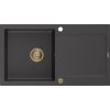 MEXEN/S - Leo granitový dřez 1 s odkapávačem 900x500 mm, černá kropenatá,+ zlatý sifon 6501901010-76-G