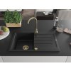 MEXEN/S - Bruno granitový dřez 1 s odkapávačem včetně baterie Telma, černá 6513-77-670200-50
