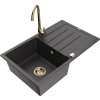 MEXEN/S - Bruno granitový dřez s odkapávačem včetně baterie Telma, černá kropenatá 6513-76-670200-50