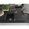 MEXEN/S - Bruno granitový dřez 1-miska s odkapávačem včetně baterie Carla, černá 6513-77-670700-50