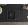 MEXEN/S - Enzo granitový dřez 1-miska s odkapávačem 576 x 465 mm, černý, černý sifon 6506571005-77-B