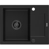 MEXEN/S - Enzo granitový dřez 1-miska s odkapávačem 576 x 465 mm, černý, černý sifon 6506571005-77-B