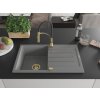 MEXEN/S - Bruno granitový dřez s odkapávačem včetně baterie Aster, šedá 6513-71-73450-57-G