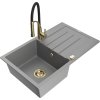 MEXEN/S - Bruno granitový dřez s odkapávačem včetně baterie Aster, šedá 6513-71-73450-57-G