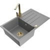 MEXEN/S - Bruno granitový dřez 1-miska s odkapávačem včetně baterie Rita, šedý 6513-71-670300-50