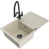 MEXEN/S - Bruno granitový dřez s odkapávačem včetně baterie Duo, béžová 6513-69-671701-70-B