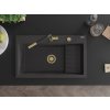 MEXEN/S - Omar granitový dřez 800 x 480 mm, černá kropenatá, zlatý sifon 6520801005-76-G