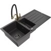 MEXEN/S - Andres granitový dřez s odkapávačem včetně baterie Duo, černá nakrapiany 6515-76-671701-57-B