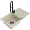 MEXEN/S - Pablo granitový dřez 1 s odkapávačem včetně baterie Aster, béžová 6510-69-73450-70-B