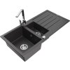 MEXEN/S - Andres granitový dřez s odkapávačem včetně baterie Rita, černá nakrapiany 6515-76-670300-00