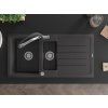 MEXEN/S - Andres granitový dřez s odkapávačem včetně baterie Duo, černá nakrapiany 6515-76-671701-07