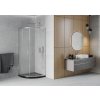 MEXEN/S - Rio čtvrtkruhový sprchový kout 90 x 90, mráz, chrom + vanička se sifonem Flat, černý 863-090-090-01-30-4170