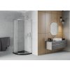 MEXEN/S - Rio čtvrtkruhový sprchový kout 90 x 90, mráz, chrom + vanička se sifonem Flat, černý 863-090-090-01-30-4170