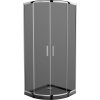 MEXEN/S - Rio čtvrtkruhový sprchový kout 90 x 90, grafit, chrom + vanička se sifonem Flat, černý 863-090-090-01-40-4170