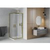 MEXEN/S - Rio sprchový kout čtverec 90x90, dekor, zlatá + bílá vanička se sifonem 860-090-090-50-30-4010G