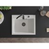MEXEN/S - Elix granitový dřez 1-miska 600 x 500 mm, bílá, sifon černá 6525601005-20-B