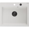 MEXEN/S - Elix granitový dřez 1-miska 600 x 500 mm, bílá, sifon černá 6525601005-20-B