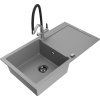 MEXEN/S - Leo granitový dřez 1-miska s odkapávačem včetně baterie Duo, šedá 6501-71-671701-07-B