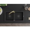 MEXEN/S - Mario granitový dřez 2-bowl včetně baterie Elia, černá 6504-77-670101-50-B