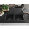 MEXEN/S - Mario granitový dřez 2-bowl včetně baterie Elia, černá 6504-77-670101-70-B