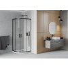 MEXEN/S - Rio čtvrtkruhový sprchový kout 90 x 90, transparent, černý + vanička se sifonem Flat, bílá 863-090-090-70-00-4110B