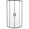MEXEN/S - Rio čtvrtkruhový sprchový kout 90 x 90, transparent, černý + vanička se sifonem Flat, bílá 863-090-090-70-00-4110B