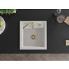 MEXEN/S - Vito Vito granitový dřez 1-miska 520x490 mm,bílá,+ zlatý sifon 6503521000-20-G