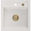MEXEN/S - Vito Vito granitový dřez 1-miska 520x490 mm,bílá,+ zlatý sifon 6503521000-20-G