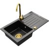 MEXEN/S - Pablo granitový dřez 1 s odkapávačem včetně baterie Telma, černá 6510-77-670200-50