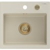 MEXEN/S - Milo granitový dřez 1 435 x 410 mm, béžová, + zlatý sifon 6505441000-69-G