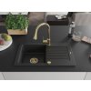 MEXEN/S - Pablo granitový dřez 1 s odkapávačem včetně baterie Elia, černá 6510-77-670101-50