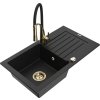 MEXEN/S - Pablo granitový dřez 1 s odkapávačem včetně baterie Aster, černá  6510-77-73450-57-G