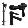 MEXEN/S - Saber DB74 Set umyvadlové a sprchové baterie s příslušenstvím, černá 72104DB74-70