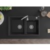 MEXEN/S - Tomas granitový dřez 2-bowl včetně baterie Telma, černá 6516-77-670200-00