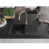 MEXEN/S - Pablo granitový dřez 1 s odkapávačem včetně baterie Savita, černá 6510-77-672601-50-B