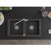 MEXEN/S - Mario granitový dřez 2-bowl včetně baterie Carla, černá kropenatá 6504-76-670700-00