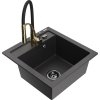 MEXEN/S - Vito granitový dřez 1-miska včetně baterie Aster, černá kropenatá 6503-76-73450-57-B