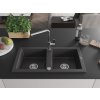 MEXEN/S - Mario granitový dřez 2-bowl včetně baterie Flora, černá kropenatá 6504-76-670401-00
