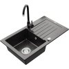 MEXEN/S - Pablo granitový dřez 1 s odkapávačem včetně baterie Telma, černá kropenatý 6510-76-670200-76