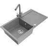MEXEN/S - Leo granitový dřez s odkapávačem včetně baterie Duero, šedá 6501-71-671600-71